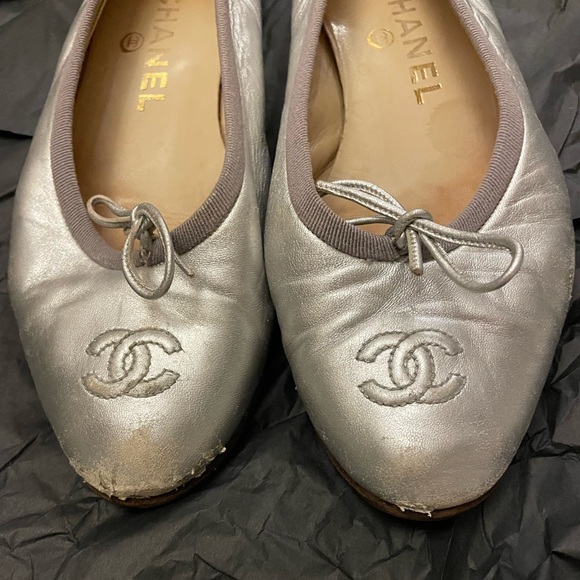 Chanel metallic ballet flats (resoled) - Picture 4 of 8